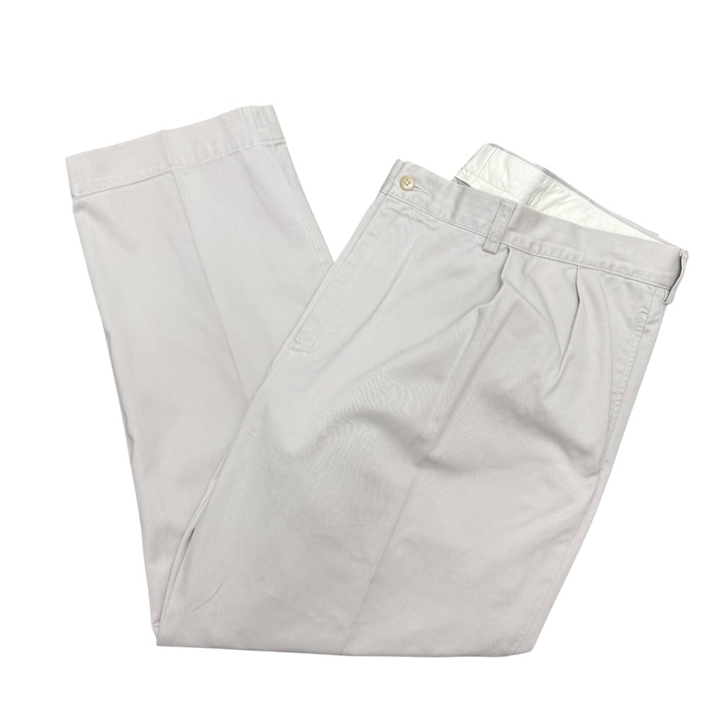 Polo Ralph Lauren Ethan Pant Men 42x29 Beige Khaki Vintage Pleated Cotton Chino